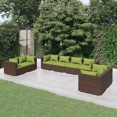 Garden Lounge Set Brown, Cushion Green