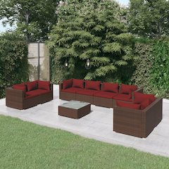 Garden Lounge Set Brown PE rattan Large Modular