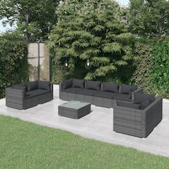 Garden Lounge Set Grey PE rattan Large Modular
