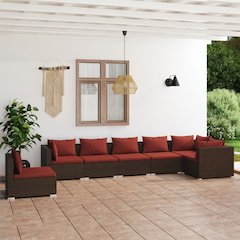 Garden Lounge Set Brown and Cinnamon Red