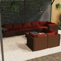 Garden Lounge Set Brown PE rattan Large Modular