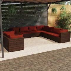 Garden Lounge Set Brown, Cinnamon Red