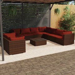 Garden Lounge Set Brown PE rattan Large Modular