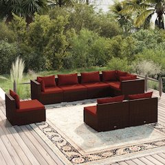 Garden Lounge Set Brown and Cinnamon Red