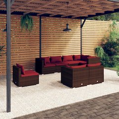 Garden Lounge Set Brown, Cinnamon Red