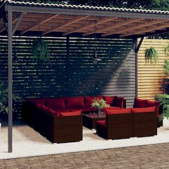 Garden Lounge Set Brown, Cinnamon Red