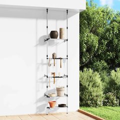 Telescopic Garden Rack with 3 Shelves Silver Aluminum
