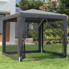 Party Tent with 4 Mesh Sidewalls Anthracite 8.2'x8.2' HDPE