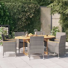 Patio Dining Set Set of 6 Gray