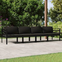 Garden Lounge Set Anthracite Aluminum, Polyester Large Modular