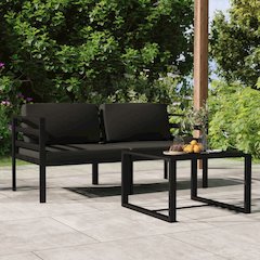Garden Lounge Set Anthracite Aluminum, Polyester Medium Modular