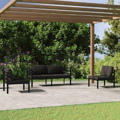 Garden Lounge Set Anthracite Aluminum, Polyester Standard Modular