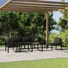 Garden Lounge Set Charcoal Aluminum, Polyester with foam filling