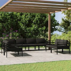 Garden Lounge Set Anthracite Aluminum and Polyester Large Modular
