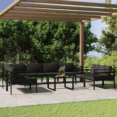 Garden Lounge Set Anthracite Aluminum Large Modular