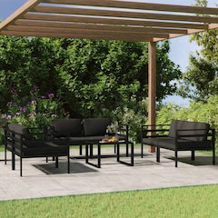 Garden Lounge Set Anthracite Aluminum, 100% polyester Compact