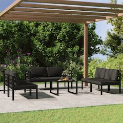 Garden Lounge Set Anthracite Aluminum, Polyester 7 Piece Modular