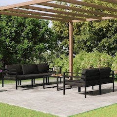 Garden Lounge Set Anthracite Aluminum, Polyester Standard Modular