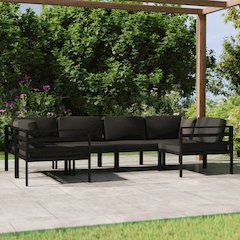 Garden Lounge Set Anthracite Aluminum, Polyester Large Modular
