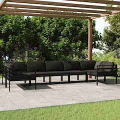 Garden Lounge Set Anthracite Aluminum, Polyester Large Modular
