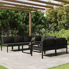 Garden Lounge Set Anthracite Aluminum, Polyester Large Modular