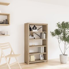 Bookcase Brown Solid Acacia wood 5-Tier Acacia Wood Bookcase