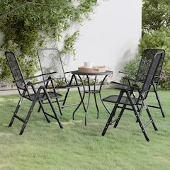 Garden Dining Set Charcoal Expanded metal mesh Compact Foldable