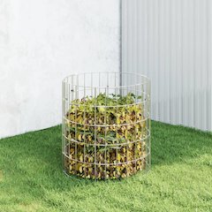 Garden Composter Silver Galvanized steel Ã˜19.7 x 19.7 in Durable