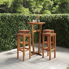 Bar Stool Set of 4 Natural wood