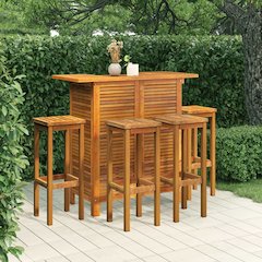 Garden Bar Set Brown Solid Acacia wood Medium Footrest