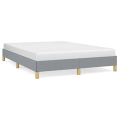 Bed Frame Light Gray Polyester, Plywood, Engineered Wood Full