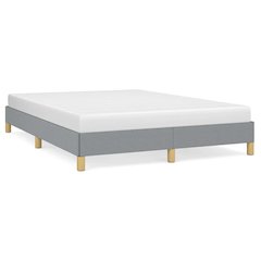 Bed Frame Light Gray Polyester Fabric, Plywood, Engineered Wood
