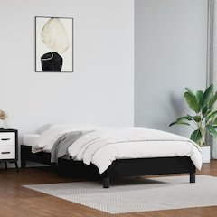 Bed Frame Black Faux leather, plywood, engineered wood Twin