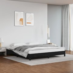 Bed Frame Black Faux leather, plywood, engineered wood King