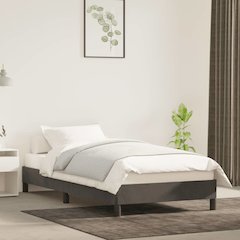 Bed Frame Dark gray Velvet (100% polyester), Plywood, Engineered wood