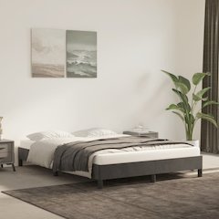 Bed Frame Dark Grey Velvet Full Size Durable Bed Frame
