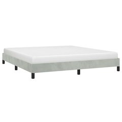 Bed Frame Light Grey Velvet, Plywood, Engineered Wood King Sturdy