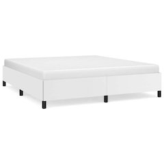 Bed Frame White Faux leather, plywood, engineered wood King