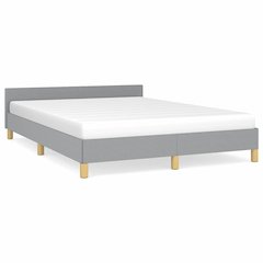 Bed Frame With Headboard Light Grey Polyester Queen