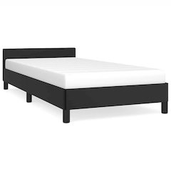 Bed Frame With Headboard Black Faux Leather Twin Bed Frame