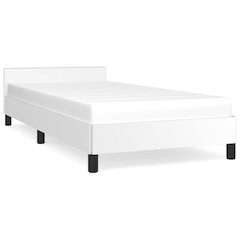Bed Frame With Headboard White Faux leather, plywood, engineered wood
