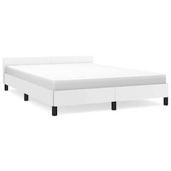 Bed Frame without Mattress White Full Faux Leather