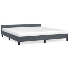 Bed Frame With Headboard Dark Grey Velvet Full Durable