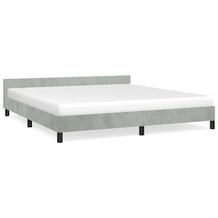 Bed Frame With Headboard Light Grey Velvet, Engineered wood, Plywood