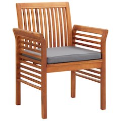 Garden Dining Chair Set of 8 Dark Grey Solid acacia wood Standard