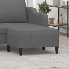 Footstool Dark Grey Polyester Standard Footstool Rectangular