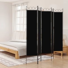 5-Panel Room Divider Black 78.7"x78.7" Fabric