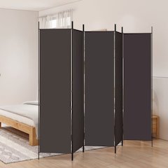 5-Panel Room Divider Brown 98.4"x78.7" Fabric