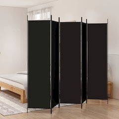 5-Panel Room Divider Black 98.4"x78.7" Fabric