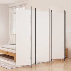 6-Panel Room Divider White 118.1"x78.7" Fabric